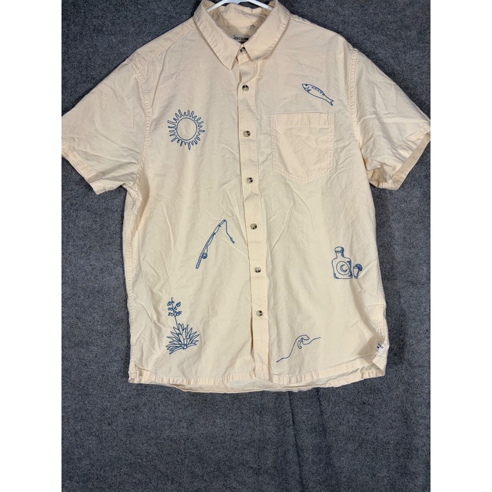 Toad&Co Mens Airscape SS Shirt Embroidered Organic Cotton Cream Large T2002507